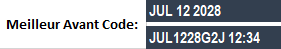 Exemple de l'apparence des codes Best Buy sur le produit affichant les formats de date : « 12 JUL 2028 », « 12 JUL 28G2J 12:34 »